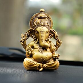 Ganesha Car Dashboard Ganesha Statue for Car Resin Vighnaharta Ganesha Idol Car and Home Decor Item Ganesh Murti Statue for Gift (Pack-1) Height -3.5 inch
