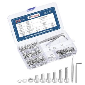 210pcs M5 Socket Head Cap Screws Bolts Nuts Assortment Kit - [M5x6/8/10/12/16/20mm] 304 Stainless Steel Allen Socket Drive for 3D Printer with Allen Wrench