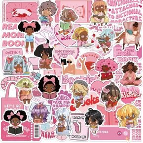 100PCS Black Girls Bookish Stickers for Kindle,Black Woman Book Stickers,Bookworm Reading Stickers,Book Lover Gifts