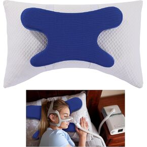 MABOZOO CPAP Pillow for Side Sleeping, Foam Nasal Pillow Cervical Pillow for CPAP Side Back Sleeper, Ergonomic Orthopedic Neck Support Contour Bed Pillow to Reduce Air Leaks, Masks Pressure (Blue)