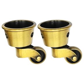 2Pcs Vintage Zinc Alloy Swivel Caster Wheels, Universal Furniture Caster Wheels Metal Pulley Wheels for Bed Cabinet Chair Patio Table Sofa 1-3/4 Inch OD Antique Wheel (Green Bronze)