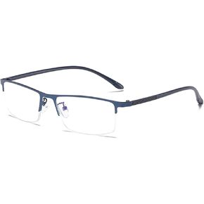 Anti Blue Light Glasses Metal Frames Rectangle Semi-Rimless Computer Gaming Eye-glasses Clear Lens