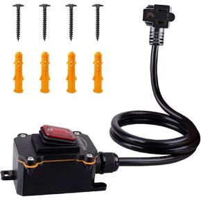 Heavy Duty Waterproof Extension Cord with On/Off Switch,Inline Cord Switch with 3-ft 16AWG Cable Piggyback Plug(3-Pronged),16A-110V