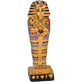 Discoveries Egyptian Imports - Standing Sarcophagus - Hand Painted Gold and Multicolor Accents - 5" Tall - Made in Egypt