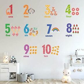 BuerHomie Wall Decals Colourful Educational Stickers for Nursery Room, Cute Animals