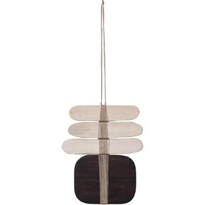 Bloomingville Oak Wood and Jute Wall Hanging Decor with Rope Hanger, Bleached and Espresso Finish
