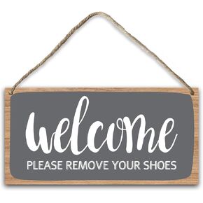 No Shoes Sign for House Welcome Wood Hanging Plaque, Take Your Shoes Off Sign, Shoes off Sign Remove Shoes Sign Wall Door Wood Sign for Yard Hallway Porch Entryway Living Room Housewarming Gift-16