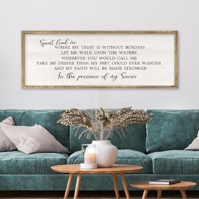 Spirit Lead Me Wall Art Decor 32x12 Inch Large Inspirational Sign Wooden Framed Religious Worship Song Encouraging Print For Bedroom Living Room motivational Office Wall Hanging (Wood)