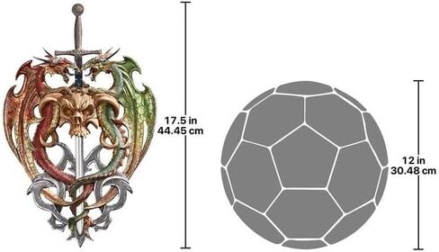 تصميم Toscano Hell-Bent Dragon Protectors of the Sword Gothic Wall Sculpture، 17 بوصة، راتنج، لمسة نهائية بالألوان الكاملة in Kuwait