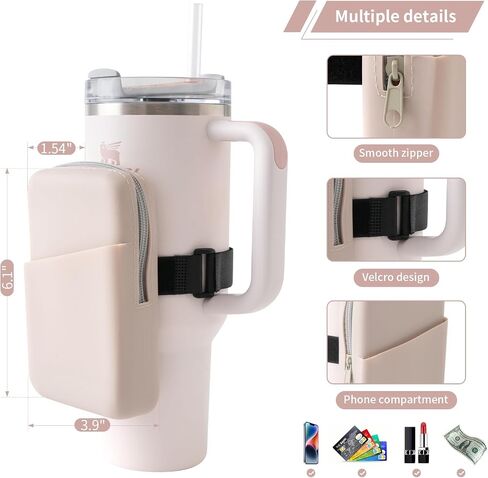Water Bottle Pouch for Stanley Compatible with Stanley Quencher Adventure 40oz & IceFlow 20/30oz Stanley Silicone Water Bottle Bag Gym Bottle Accessories for Running, Walking, Workout-Khaki in Saudi Arabia