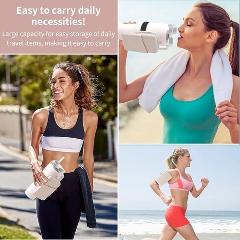 Water Bottle Pouch for Stanley Compatible with Stanley Quencher Adventure 40oz & IceFlow 20/30oz Stanley Silicone Water Bottle Bag Gym Bottle Accessories for Running, Walking, Workout-Khaki in Saudi Arabia