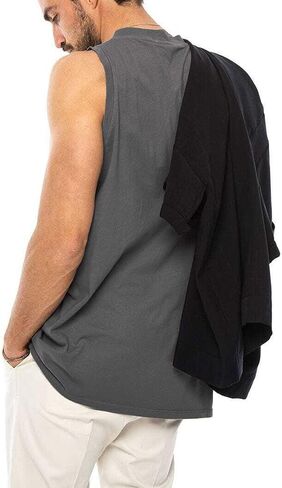 elselect Mens Muscle Tank Tops Casual Sleeveless V Neck T Shirt Loose Summer Tanks Gym Wear in Saudi Arabia