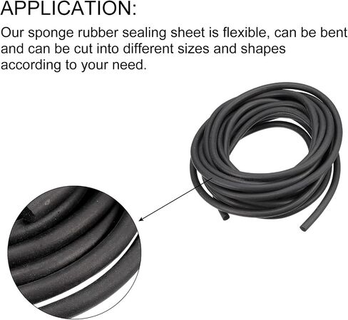 uxcell Sealing Strip, Solid Round Sponge Rubber Weather Strip 18Ft x 0.27''W for Door Gaskets, Repair Furniture, DIY Projects in Kuwait