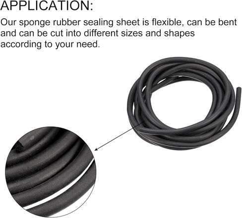 uxcell Sealing Strip, Solid Round Sponge Rubber Weather Strip 18Ft x 0.27''W for Door Gaskets, Repair Furniture, DIY Projects in Kuwait