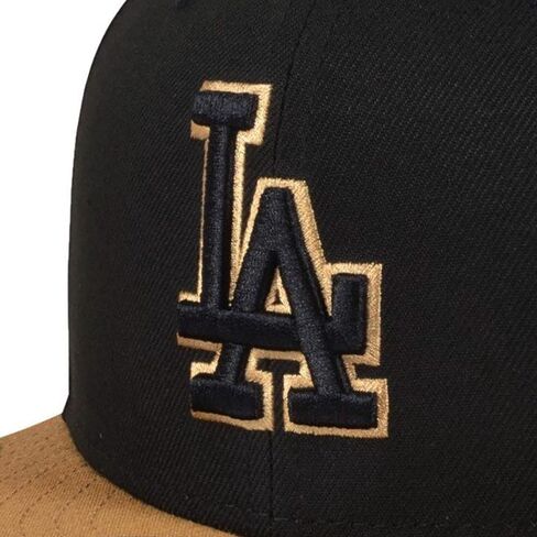 New Era LA Los Angeles Dodgers 9FIFTY Cooperstown Dodgers Stadium الذكرى الأربعين (1962-2002) قبعة برقعة جانبية، قبعة سوداء تان in Saudi Arabia