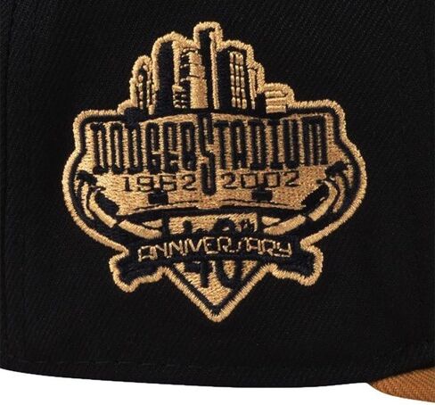 New Era LA Los Angeles Dodgers 9FIFTY Cooperstown Dodgers Stadium الذكرى الأربعين (1962-2002) قبعة برقعة جانبية، قبعة سوداء تان in Saudi Arabia