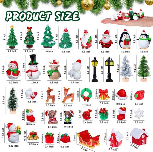 Sawysine 64 Pcs Christmas Miniatures Figurines Santa Xmas Garden Miniature Ornaments Kit Snowman Christmas Fairy Resin Ornaments Pine Tree for Christmas Garden Accessories(Gingerbread Man) in Kuwait