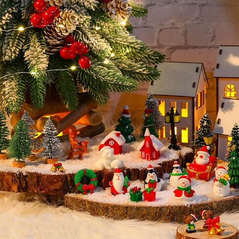 Sawysine 64 Pcs Christmas Miniatures Figurines Santa Xmas Garden Miniature Ornaments Kit Snowman Christmas Fairy Resin Ornaments Pine Tree for Christmas Garden Accessories(Gingerbread Man) in Kuwait