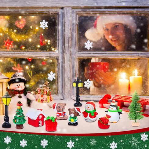 Sawysine 64 Pcs Christmas Miniatures Figurines Santa Xmas Garden Miniature Ornaments Kit Snowman Christmas Fairy Resin Ornaments Pine Tree for Christmas Garden Accessories(Gingerbread Man) in Kuwait