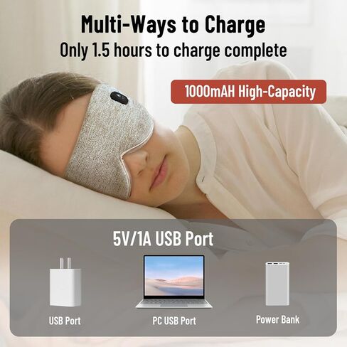 قناع العين المسخن اللاسلكي للعيون الجافة، ضغط العين الدافئ لتخفيف إجهاد العين، وسادة تدفئة العين قابلة للغسل، قناع العين الكهربائي الدافئ لهدايا النوم للرجال والنساء (أزرق رمادي) in Kuwait