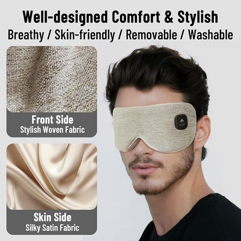 قناع العين المسخن اللاسلكي للعيون الجافة، ضغط العين الدافئ لتخفيف إجهاد العين، وسادة تدفئة العين قابلة للغسل، قناع العين الكهربائي الدافئ لهدايا النوم للرجال والنساء (أزرق رمادي) in Kuwait