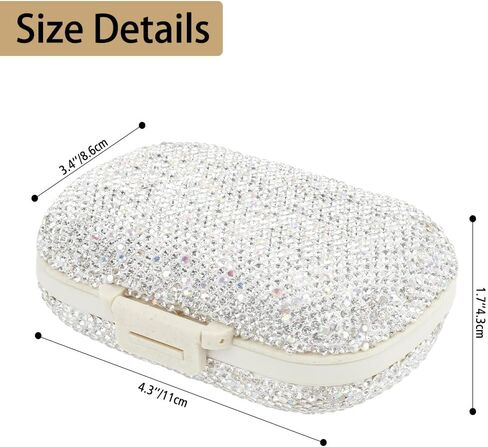 Pill Case,Travel Pill Organizer,Bling Pill Box for Purse,8 Compartments Daily Pill Organizer,Cute Pill Organizer,Portable Pill Case,Cute Vitamin Organizer,Small Pill Box,Pill Case Travel Gifts in Saudi Arabia