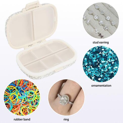 Pill Case,Travel Pill Organizer,Bling Pill Box for Purse,8 Compartments Daily Pill Organizer,Cute Pill Organizer,Portable Pill Case,Cute Vitamin Organizer,Small Pill Box,Pill Case Travel Gifts in Saudi Arabia