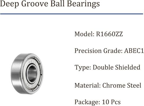 10pcs Deep Groove Ball Bearings - [6mm x 16mm x 5mm] Chrome Steel Balls for Motors Machine Tool Gearboxes Bearing Use, Double Shield ABEC1 in Saudi Arabia