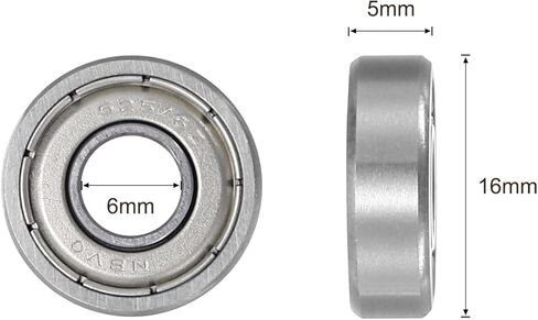 10pcs Deep Groove Ball Bearings - [6mm x 16mm x 5mm] Chrome Steel Balls for Motors Machine Tool Gearboxes Bearing Use, Double Shield ABEC1 in Saudi Arabia