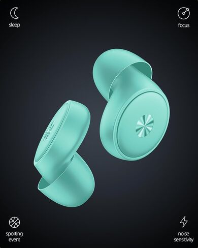 Ear Plugs, Reusable Noise Cancelling Ear Plugs for Sleeping, Focus, and Noise Sensitivity Silicone Hearing Protection Earplugs 45dB Noise Reduction Ear Plugs with 8 Eartips & Carrying Case Cyan in Saudi Arabia