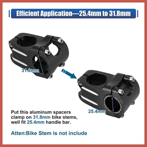 ACROPIX 2 Pair Bike Handlebar Shim 25.4 to 31.8mm Shim Bicycle Handlebar Stem Shim Adapter Size Reducer Sleeve Spacers Clamp Fixed Gear for MTB Road Cycling Aluminum Alloy Black Car Parts in Saudi Arabia