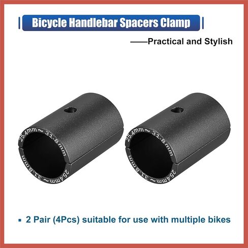 ACROPIX 2 Pair Bike Handlebar Shim 25.4 to 31.8mm Shim Bicycle Handlebar Stem Shim Adapter Size Reducer Sleeve Spacers Clamp Fixed Gear for MTB Road Cycling Aluminum Alloy Black Car Parts in Saudi Arabia