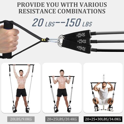 Pilates Bar Kit with 3 Set Resistance Bands, Multifunctional Pilates Workout Equipment for Women Men, Exercise Bands Set for Home Gym Fitness Yoga Strength Training in Saudi Arabia