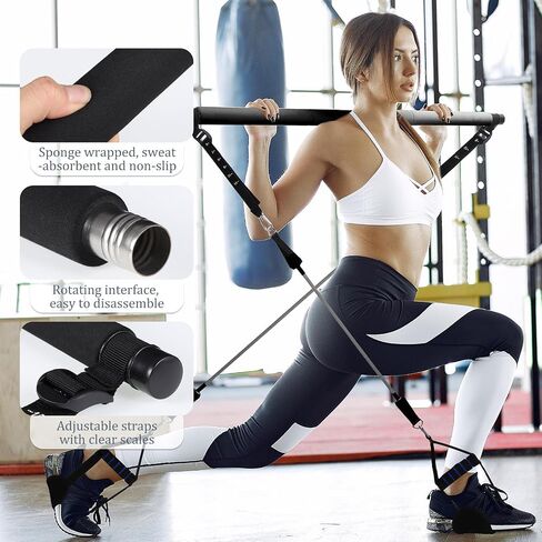 Pilates Bar Kit with 3 Set Resistance Bands, Multifunctional Pilates Workout Equipment for Women Men, Exercise Bands Set for Home Gym Fitness Yoga Strength Training in Saudi Arabia