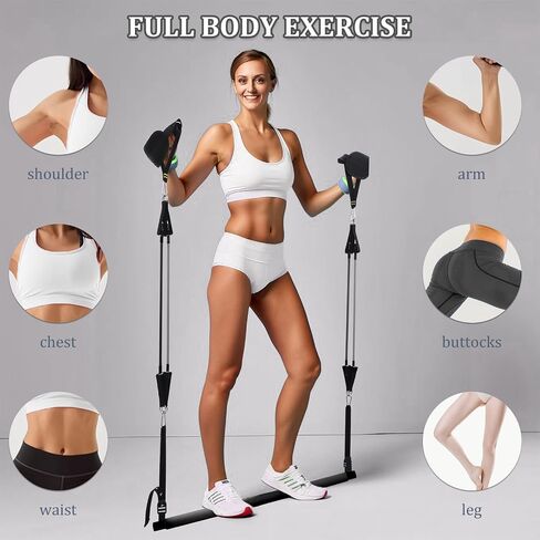 Pilates Bar Kit with 3 Set Resistance Bands, Multifunctional Pilates Workout Equipment for Women Men, Exercise Bands Set for Home Gym Fitness Yoga Strength Training in Saudi Arabia
