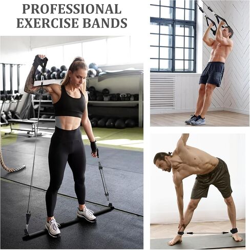 Pilates Bar Kit with 3 Set Resistance Bands, Multifunctional Pilates Workout Equipment for Women Men, Exercise Bands Set for Home Gym Fitness Yoga Strength Training in Saudi Arabia