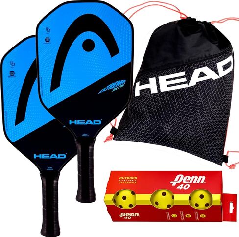 HEAD Extreme Elite Composite 2 Paddle Bundle with Tour Team Drawstring Bag, 3-Pack Penn Outdoor Pickleballs in Saudi Arabia