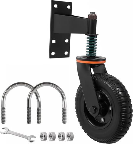 Fence Gate Wheels for Metal Tube Gate Wooden Gate 360 Degree Rotation Spring-Loaded Heavy Duty 600lb Capacity Gate Caster with Screws and Screwdriver (8 Inch Wheel,Spring) in Saudi Arabia
