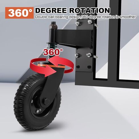 Fence Gate Wheels for Metal Tube Gate Wooden Gate 360 Degree Rotation Spring-Loaded Heavy Duty 600lb Capacity Gate Caster with Screws and Screwdriver (8 Inch Wheel,Spring) in Saudi Arabia