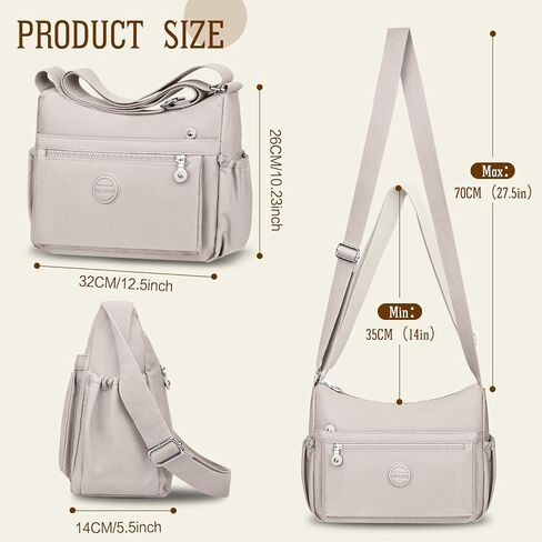 حقائب كروس من النايلون من HUANLANG للنساء، حقيبة سفر كبيرة وخفيفة الوزن وحقيبة كتف متعددة الجيوب للنساء in Kuwait