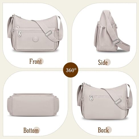 حقائب كروس من النايلون من HUANLANG للنساء، حقيبة سفر كبيرة وخفيفة الوزن وحقيبة كتف متعددة الجيوب للنساء in Kuwait