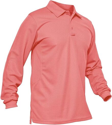 MAGCOMSEN Men's Polo Shirts 3 Button Quick Dry Performance Long Sleeve Tactical Shirts Pique Jersey Golf Shirt in Kuwait