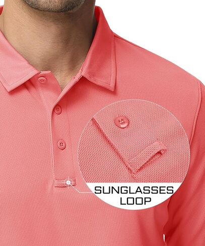 MAGCOMSEN Men's Polo Shirts 3 Button Quick Dry Performance Long Sleeve Tactical Shirts Pique Jersey Golf Shirt in Kuwait