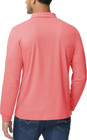 MAGCOMSEN Men's Polo Shirts 3 Button Quick Dry Performance Long Sleeve Tactical Shirts Pique Jersey Golf Shirt in Kuwait