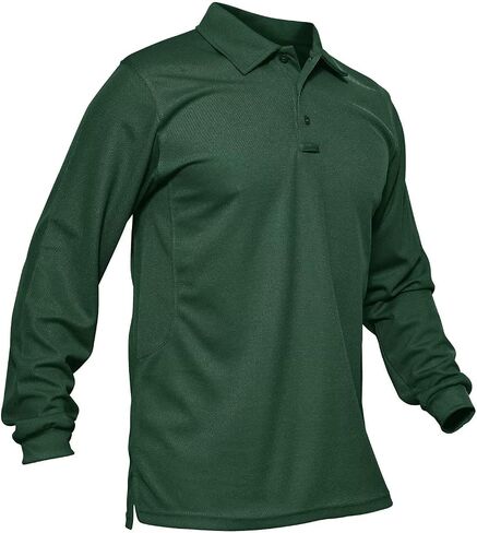 MAGCOMSEN Men's Polo Shirts 3 Button Quick Dry Performance Long Sleeve Tactical Shirts Pique Jersey Golf Shirt in Kuwait