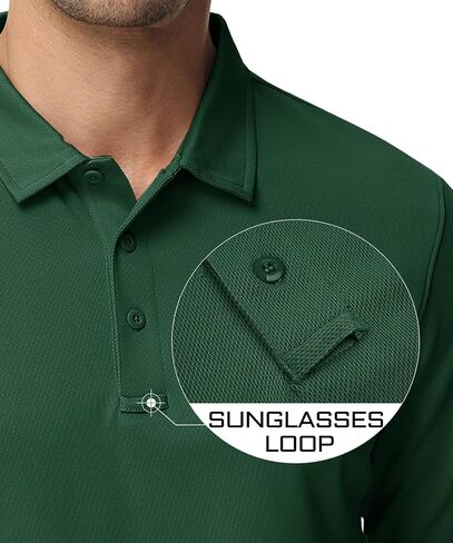 MAGCOMSEN Men's Polo Shirts 3 Button Quick Dry Performance Long Sleeve Tactical Shirts Pique Jersey Golf Shirt in Kuwait