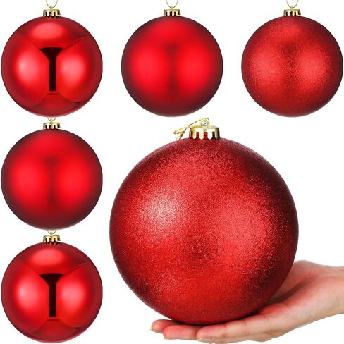 Wettarn 6 Pieces Large 6" Christmas Balls Christmas Tree Decoration Ornaments Shatterproof Balls for Birthday Easter Valentine Wedding Decorations 4th of July Memorial Day (Red Mix) in Saudi Arabia