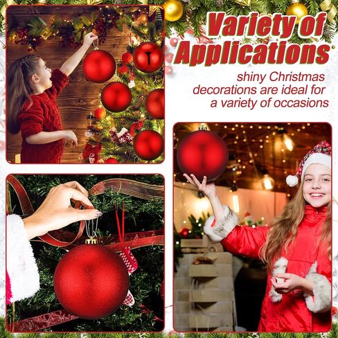 Wettarn 6 Pieces Large 6" Christmas Balls Christmas Tree Decoration Ornaments Shatterproof Balls for Birthday Easter Valentine Wedding Decorations 4th of July Memorial Day (Red Mix) in Saudi Arabia