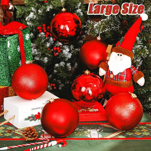 Wettarn 6 Pieces Large 6" Christmas Balls Christmas Tree Decoration Ornaments Shatterproof Balls for Birthday Easter Valentine Wedding Decorations 4th of July Memorial Day (Red Mix) in Saudi Arabia
