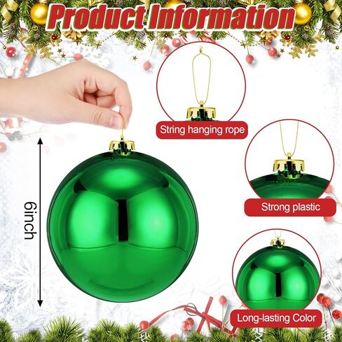 Wettarn 6 Pieces Large 6" Christmas Balls Christmas Tree Decoration Ornaments Shatterproof Balls for Birthday Easter Valentine Wedding Decorations 4th of July Memorial Day (Red Mix) in Saudi Arabia